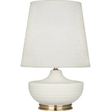 Robert Abbey Matte Lily Michael Berman Nolan Table Lamp Matte Lily Glazed Ceramic with Modern Brass Accents Oyster Linen Shade