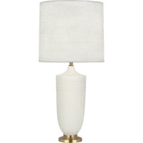 Robert Abbey Matte Lily Michael Berman Hadrian Table Lamp Matte Lily Glazed Ceramic with Modern Brass Accents Oyster Linen Shade