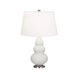 Robert Abbey Matte Lily Small Triple Gourd Accent Lamp Matte Lily Glazed Ceramic with Antique Silver Finished Accents Pearl Dupioni Fabric Shade