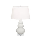 Robert Abbey Matte Lily Small Triple Gourd Accent Lamp Matte Lily Glazed Ceramic with Lucite Base Pearl Dupioni Fabric Shade