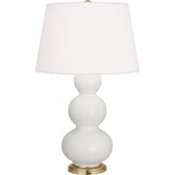 Robert Abbey Matte Lily Triple Gourd Table Lamp Matte Lily Glazed Ceramic with Antique Natural Brass Finished Accents Pearl Dupioni Fabric Shade