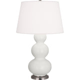 Robert Abbey Matte Lily Triple Gourd Table Lamp Matte Lily Glazed Ceramic with Antique Silver Finished Accents Pearl Dupioni Fabric Shade