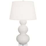 Robert Abbey Matte Lily Triple Gourd Table Lamp Matte Lily Glazed Ceramic with Lucite Base Pearl Dupioni Fabric Shade