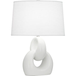 Robert Abbey Matte Lily Fusion Table Lamp Matte Lily Glazed Ceramic with Polished Nickel Accents Oval Oyster Linen Shade