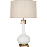 Robert Abbey Matte Lily Athena Table Lamp Matte Lily Glazed Ceramic with Aged Brass Accents Open Weave Heather Linen Shade