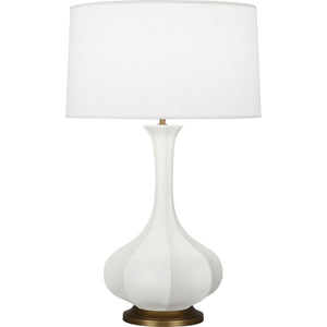 Robert Abbey Matte Lily Pike Table Lamp Matte Lily Glazed Ceramic Pearl Dupoini Fabric Shade