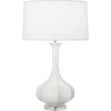 Robert Abbey Matte Lily Pike Table Lamp Matte Lily Glazed Ceramic with Lucite Base Pearl Dupoini Fabric Shade