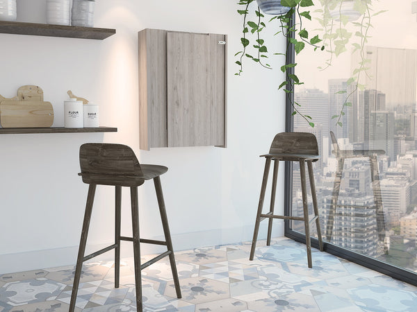 English Elm Vatta Wall Foldable Table with 7 Interior Shelves, Space-Saving Extending Desk in Light Gray B07091997