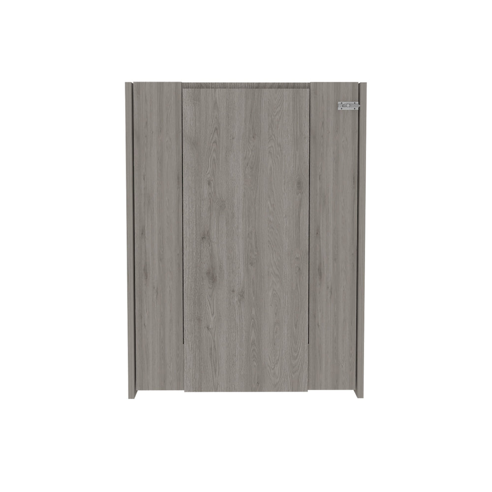 English Elm Vatta Wall Foldable Table with 7 Interior Shelves, Space-Saving Extending Desk in Light Gray B07091997