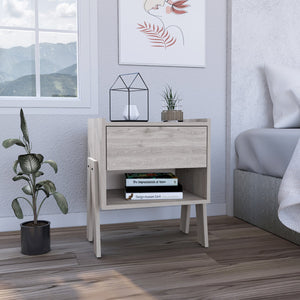 English Elm Joy Nightstand with Spacious Drawer and Open Shelf, Sleek Handle-Free Design for Small Spaces Gray 22.8 L x 20.9 W x 5.9 H B07091918