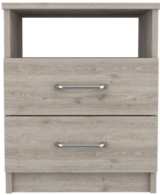English Elm Napoles Modern Nightstand Gray with Two Smooth-Glide Drawers, Shelf & Compact Space-Saving Design B07092101