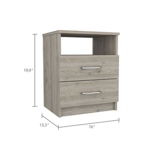English Elm Napoles Modern Nightstand Gray with Two Smooth-Glide Drawers, Shelf & Compact Space-Saving Design B07092101