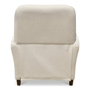 Moe's Home Luna Recliner Chair - Luxurious Top-grain Leather, Manual Push-back Comfort, Elegant Design & Style White Upholstery, 100% Polyester,Rubber Wood And Plywood Frame Mm-1000-18