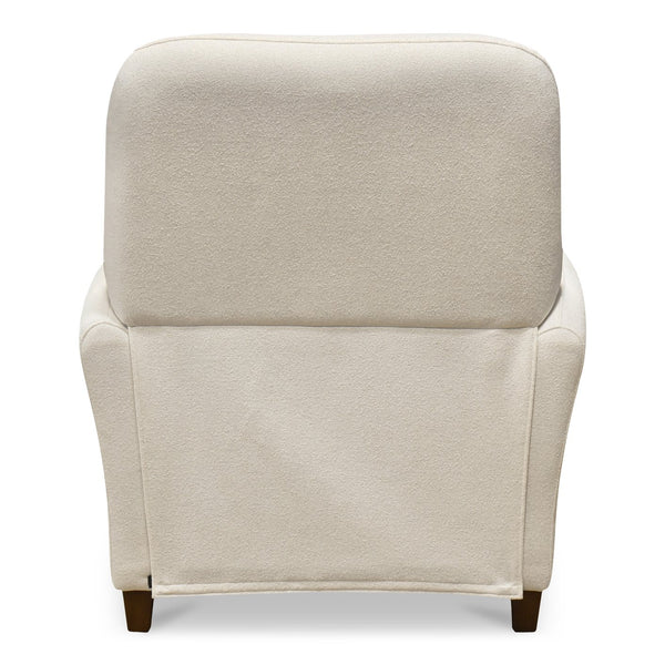 Moe's Home Luna Recliner Chair - Luxurious Top-grain Leather, Manual Push-back Comfort, Elegant Design & Style White Upholstery, 100% Polyester,Rubber Wood And Plywood Frame Mm-1000-18