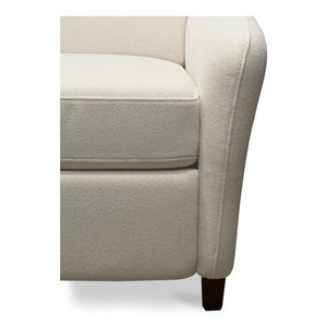 Moe's Home Luna Recliner Chair - Luxurious Top-grain Leather, Manual Push-back Comfort, Elegant Design & Style White Upholstery, 100% Polyester,Rubber Wood And Plywood Frame Mm-1000-18
