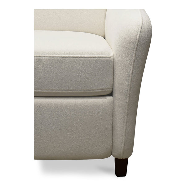 Moe's Home Luna Recliner Chair - Luxurious Top-grain Leather, Manual Push-back Comfort, Elegant Design & Style White Upholstery, 100% Polyester,Rubber Wood And Plywood Frame Mm-1000-18