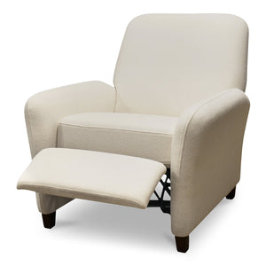Moe's Home Luna Recliner Chair - Luxurious Top-grain Leather, Manual Push-back Comfort, Elegant Design & Style White Upholstery, 100% Polyester,Rubber Wood And Plywood Frame Mm-1000-18