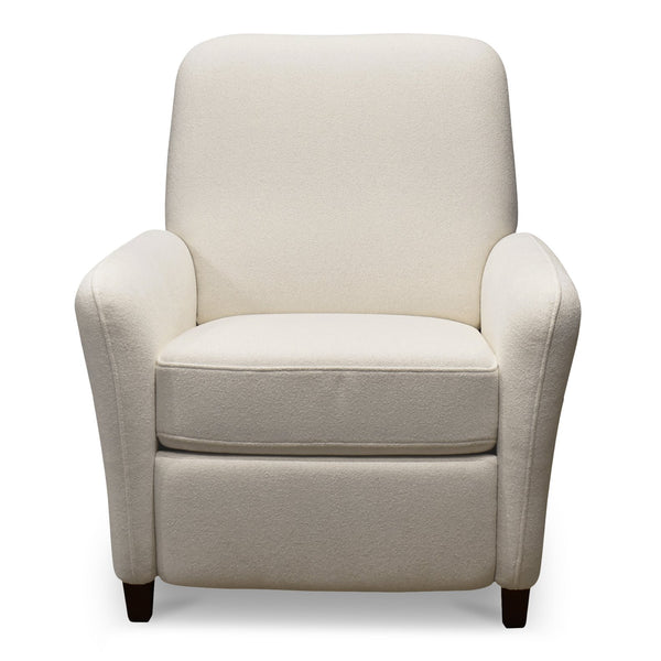 Moe's Home Luna Recliner Chair - Luxurious Top-grain Leather, Manual Push-back Comfort, Elegant Design & Style White Upholstery, 100% Polyester,Rubber Wood And Plywood Frame Mm-1000-18