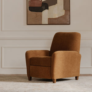 Moe's Home Luna Recliner Chair - Luxurious Top-grain Leather, Manual Push-back Comfort, Elegant Design & Style Brown Upholstery, 100% Polyester,Rubber Wood And Plywood Frame Mm-1000-20