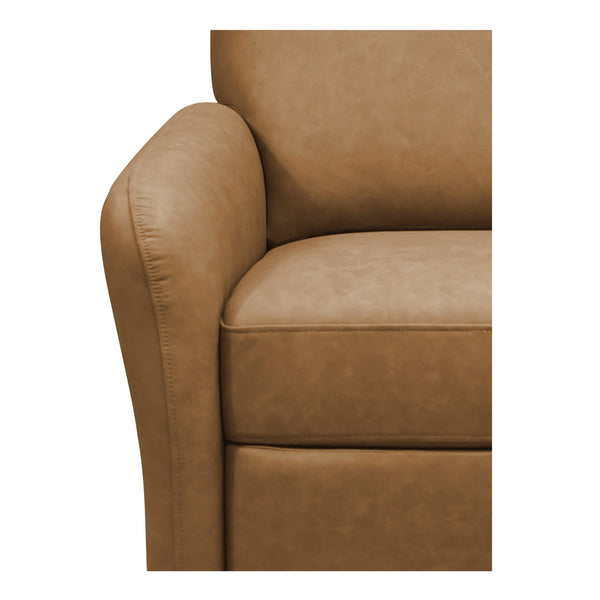 Moe's Home Luna Recliner Chair - Luxurious Top-grain Leather, Manual Push-back Comfort, Elegant Design & Style Brown Upholstery, 100% Top Grain Leather,Rubber Wood And Plywood Frame Mm-1000-40
