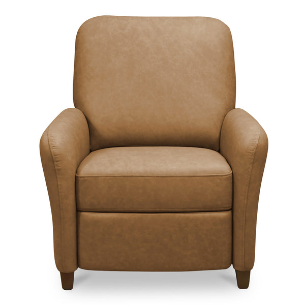 Moe's Home Luna Recliner Chair - Luxurious Top-grain Leather, Manual Push-back Comfort, Elegant Design & Style Brown Upholstery, 100% Top Grain Leather,Rubber Wood And Plywood Frame Mm-1000-40