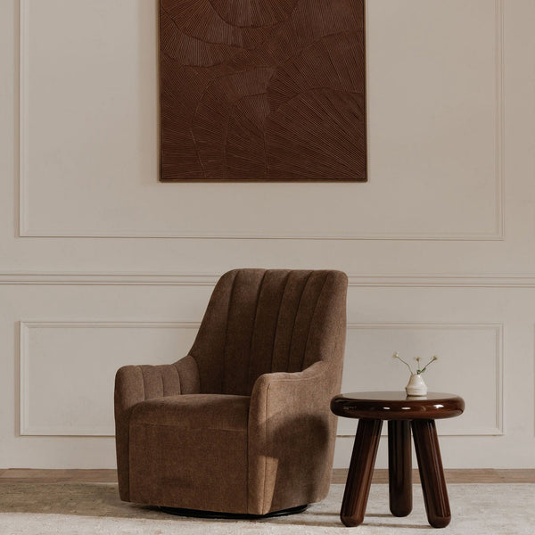 Moe's Home Bowie Swivel Chair - Luxurious High-back Design With 360° Swivel And Premium Brazilian Leather Upholstery Brown Upholstery, 100% Polyester,Rubber Wood And Plywood Frame Mm-1001-03