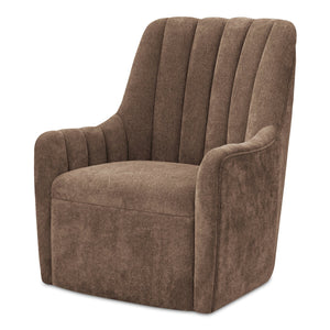 Moe's Home Bowie Swivel Chair - Luxurious High-back Design With 360° Swivel And Premium Brazilian Leather Upholstery Brown Upholstery, 100% Polyester,Rubber Wood And Plywood Frame Mm-1001-03