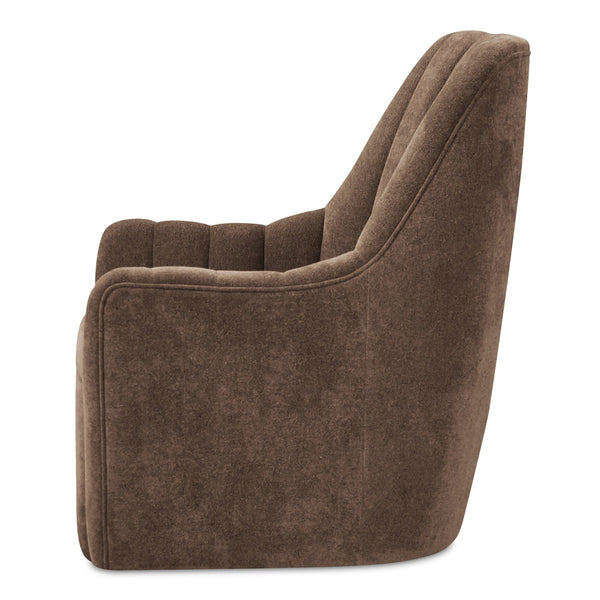 Moe's Home Bowie Swivel Chair - Luxurious High-back Design With 360° Swivel And Premium Brazilian Leather Upholstery Brown Upholstery, 100% Polyester,Rubber Wood And Plywood Frame Mm-1001-03