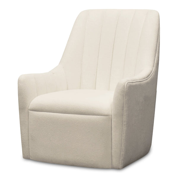 Moe's Home Bowie Swivel Chair - Luxurious High-back Design With 360° Swivel And Premium Brazilian Leather Upholstery White Upholstery, 100% Polyester,Rubber Wood And Plywood Frame Mm-1001-18