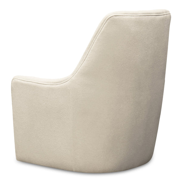 Moe's Home Bowie Swivel Chair - Luxurious High-back Design With 360° Swivel And Premium Brazilian Leather Upholstery White Upholstery, 100% Polyester,Rubber Wood And Plywood Frame Mm-1001-18