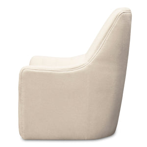 Moe's Home Bowie Swivel Chair - Luxurious High-back Design With 360° Swivel And Premium Brazilian Leather Upholstery White Upholstery, 100% Polyester,Rubber Wood And Plywood Frame Mm-1001-18