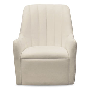Moe's Home Bowie Swivel Chair - Luxurious High-back Design With 360° Swivel And Premium Brazilian Leather Upholstery White Upholstery, 100% Polyester,Rubber Wood And Plywood Frame Mm-1001-18