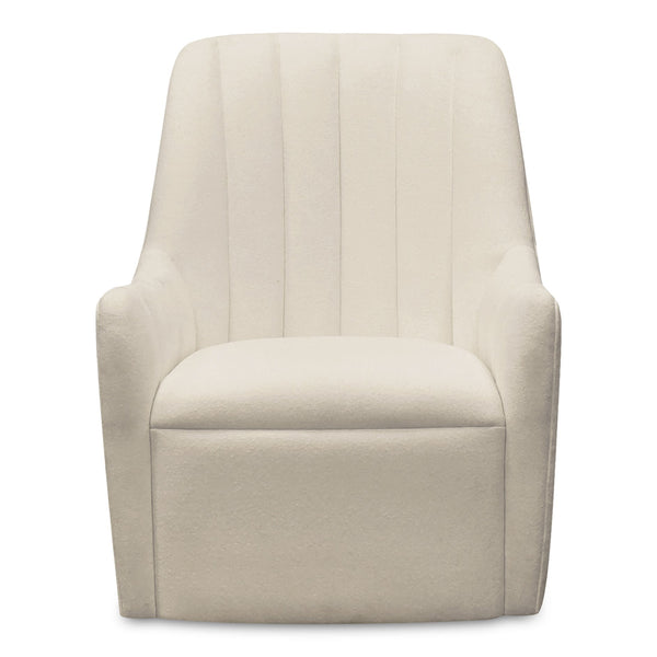 Moe's Home Bowie Swivel Chair - Luxurious High-back Design With 360° Swivel And Premium Brazilian Leather Upholstery White Upholstery, 100% Polyester,Rubber Wood And Plywood Frame Mm-1001-18