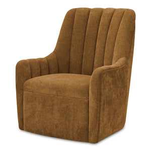 Moe's Home Bowie Swivel Chair - Luxurious High-back Design With 360° Swivel And Premium Brazilian Leather Upholstery Brown Upholstery, 100% Polyester,Rubber Wood And Plywood Frame Mm-1001-20