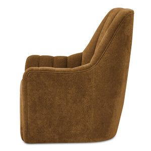 Moe's Home Bowie Swivel Chair - Luxurious High-back Design With 360° Swivel And Premium Brazilian Leather Upholstery Brown Upholstery, 100% Polyester,Rubber Wood And Plywood Frame Mm-1001-20