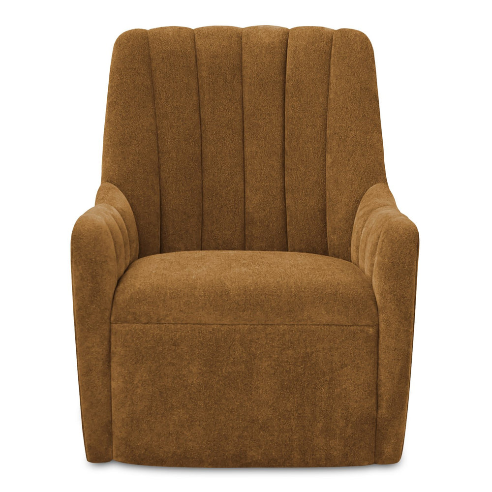 Moe's Home Bowie Swivel Chair - Luxurious High-back Design With 360° Swivel And Premium Brazilian Leather Upholstery Brown Upholstery, 100% Polyester,Rubber Wood And Plywood Frame Mm-1001-20
