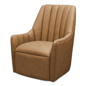 Moe's Home Bowie Swivel Chair - Luxurious High-back Design With 360° Swivel And Premium Brazilian Leather Upholstery Brown Upholstery, 100% Top Grain Leather,Rubber Wood And Plywood Frame Mm-1001-40