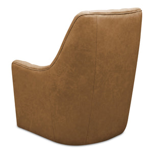 Moe's Home Bowie Swivel Chair - Luxurious High-back Design With 360° Swivel And Premium Brazilian Leather Upholstery Brown Upholstery, 100% Top Grain Leather,Rubber Wood And Plywood Frame Mm-1001-40