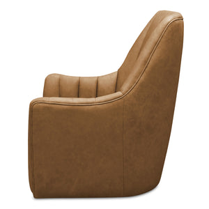 Moe's Home Bowie Swivel Chair - Luxurious High-back Design With 360° Swivel And Premium Brazilian Leather Upholstery Brown Upholstery, 100% Top Grain Leather,Rubber Wood And Plywood Frame Mm-1001-40