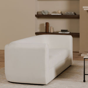 Moe's Home Alora Sofa - Elegant Contemporary Design With Removable Cushions For Ultimate Comfort And Style White Upholstery, 100% Polyester,Rubber Wood And Plywood Frame Mm-1002-18