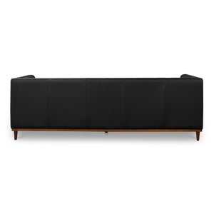 Moe's Home Fielder Sofa - Elegant Top-grain Leather Design With Modern Walnut Base And Timeless Tufted Details Black Upholstery, 100% Top Grain Leather,Rubber Wood And Plywood Frame Mm-1003-02