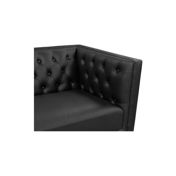 Moe's Home Fielder Sofa - Elegant Top-grain Leather Design With Modern Walnut Base And Timeless Tufted Details Black Upholstery, 100% Top Grain Leather,Rubber Wood And Plywood Frame Mm-1003-02