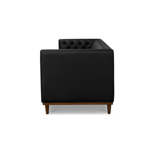 Moe's Home Fielder Sofa - Elegant Top-grain Leather Design With Modern Walnut Base And Timeless Tufted Details Black Upholstery, 100% Top Grain Leather,Rubber Wood And Plywood Frame Mm-1003-02