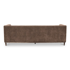 Moe's Home Fielder Sofa - Elegant Top-grain Leather Design With Modern Walnut Base And Timeless Tufted Details Brown Upholstery, 100% Polyester,Rubber Wood And Plywood Frame Mm-1003-03