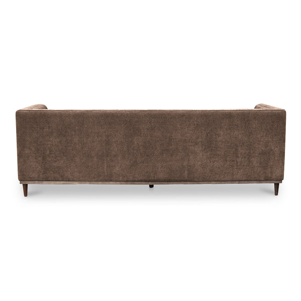 Moe's Home Fielder Sofa - Elegant Top-grain Leather Design With Modern Walnut Base And Timeless Tufted Details Brown Upholstery, 100% Polyester,Rubber Wood And Plywood Frame Mm-1003-03