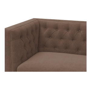 Moe's Home Fielder Sofa - Elegant Top-grain Leather Design With Modern Walnut Base And Timeless Tufted Details Brown Upholstery, 100% Polyester,Rubber Wood And Plywood Frame Mm-1003-03