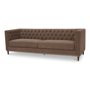 Moe's Home Fielder Sofa - Elegant Top-grain Leather Design With Modern Walnut Base And Timeless Tufted Details Brown Upholstery, 100% Polyester,Rubber Wood And Plywood Frame Mm-1003-03