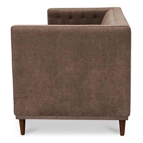 Moe's Home Fielder Sofa - Elegant Top-grain Leather Design With Modern Walnut Base And Timeless Tufted Details Brown Upholstery, 100% Polyester,Rubber Wood And Plywood Frame Mm-1003-03