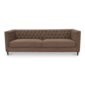 Moe's Home Fielder Sofa - Elegant Top-grain Leather Design With Modern Walnut Base And Timeless Tufted Details Brown Upholstery, 100% Polyester,Rubber Wood And Plywood Frame Mm-1003-03