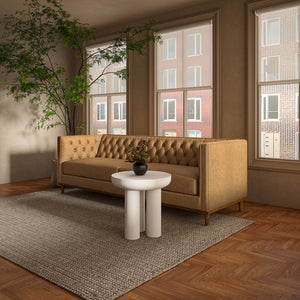 Moe's Home Fielder Sofa - Elegant Top-grain Leather Design With Modern Walnut Base And Timeless Tufted Details Brown Upholstery, 100% Top Grain Leather,Rubber Wood And Plywood Frame Mm-1003-40